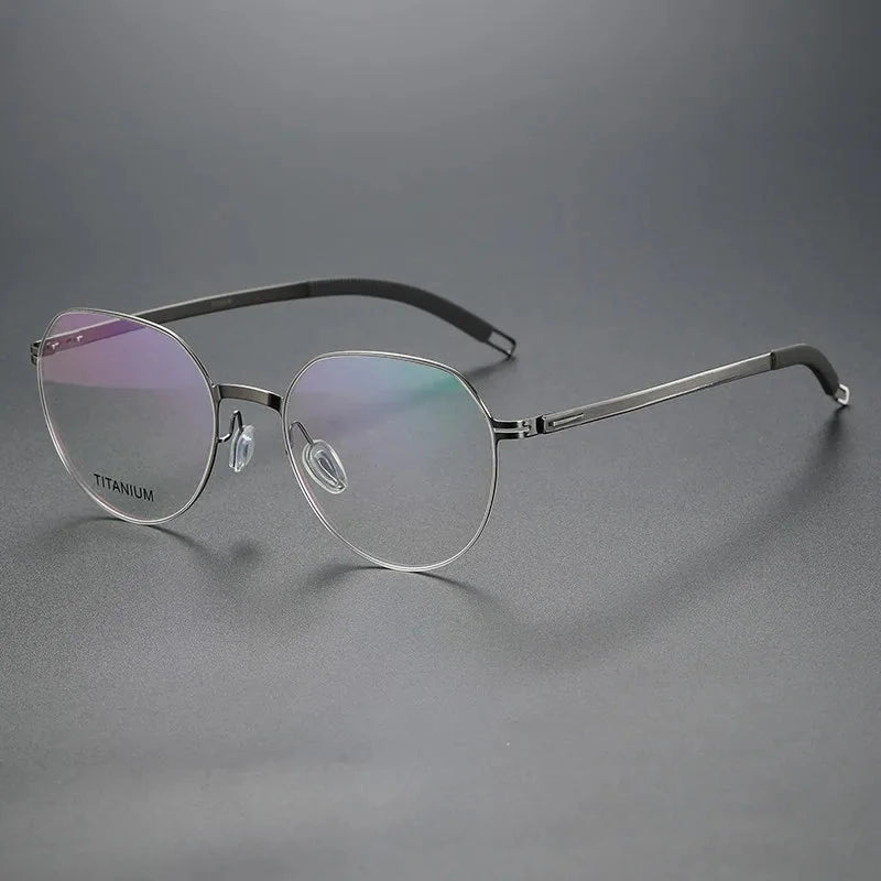 Aimee Unisex Full Rim Round Titanium Acetate Eyeglasses V498S - Gun-Grey