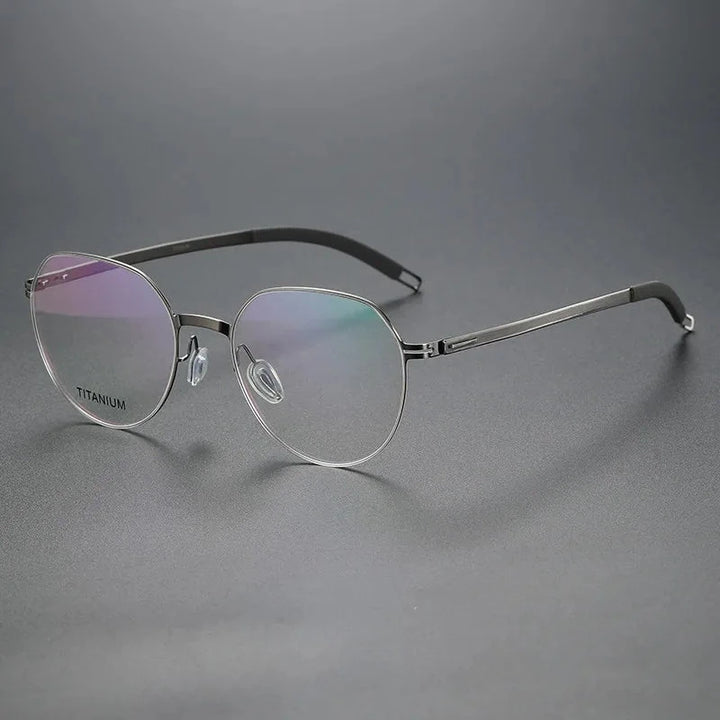 Aimee Unisex Full Rim Round Titanium Acetate Eyeglasses V498S - Gun-Grey