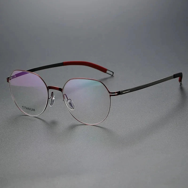 Aimee Unisex Full Rim Round Titanium Acetate Eyeglasses V498S - Red