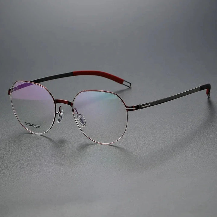 Aimee Unisex Full Rim Round Titanium Acetate Eyeglasses V498S - Red