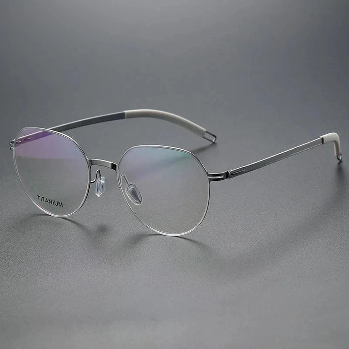 Aimee Unisex Full Rim Round Titanium Acetate Eyeglasses V498S - Silver