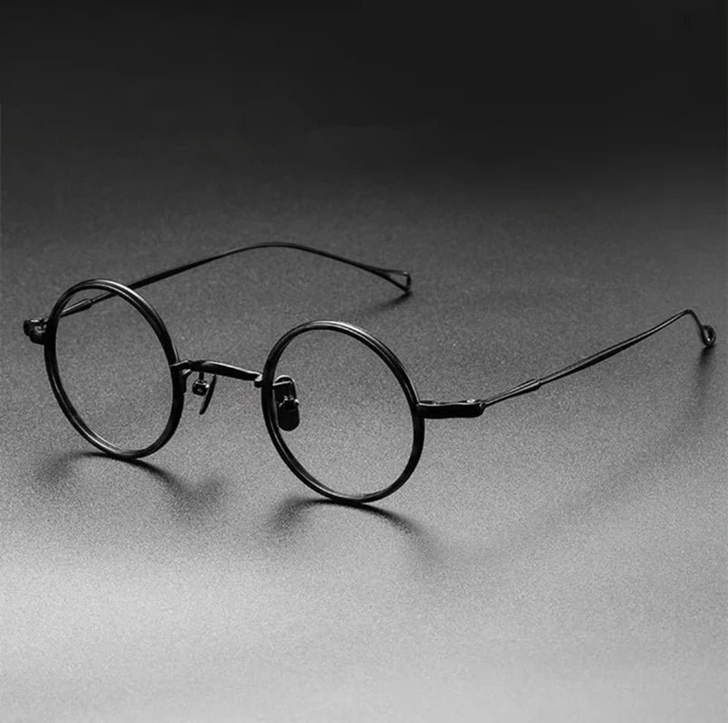 Aimee Unisex Full Rim Small Round Pure Titanium Eyeglasses V8 - Black | Aimee at FuzWeb