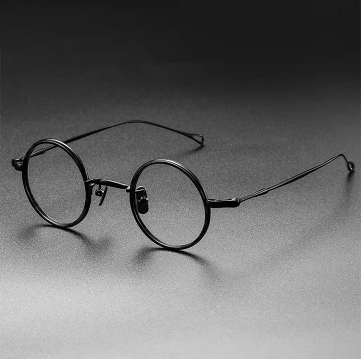 Aimee Unisex Full Rim Small Round Pure Titanium Eyeglasses V8 - Black | Aimee at FuzWeb