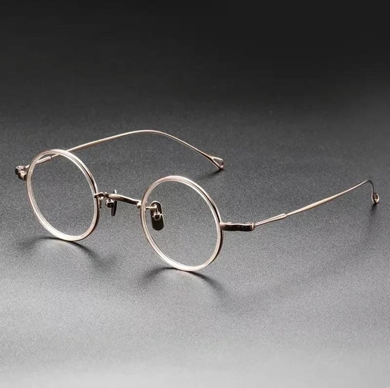 Aimee Unisex Full Rim Small Round Pure Titanium Eyeglasses V8 - Pink | Aimee at FuzWeb