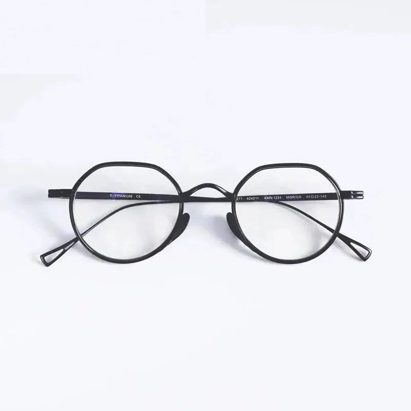 Aimee Women's Full Rim Flat Top Oval Titanium Eyeglasses 481231 - Black