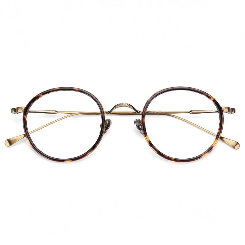 Aimee Women's Full Rim Round Acetate Titanium Eyeglasses 541139 - Tortoise