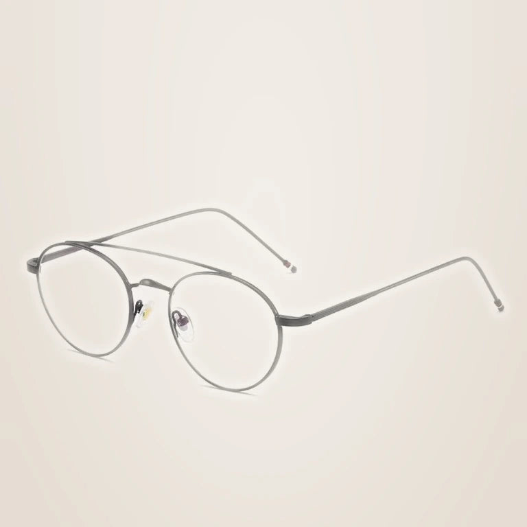 Aimee Women's Full Rim Round Double Bridge Titanium Eyeglasses 541101 - Black