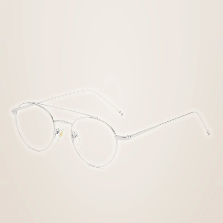 Aimee Women's Full Rim Round Double Bridge Titanium Eyeglasses 541101 - Silver