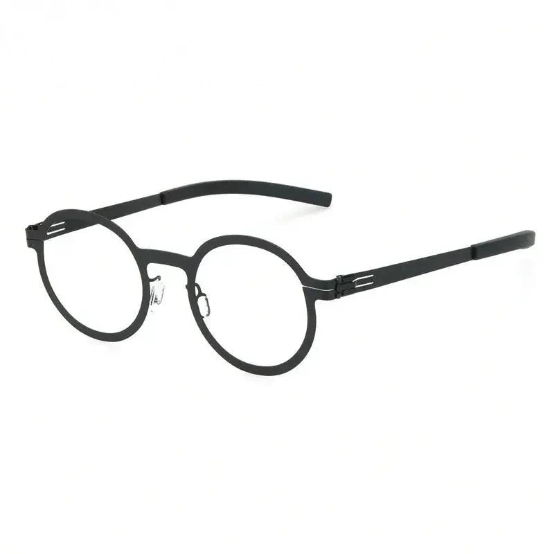Aimee Women's Full Rim Round Screwless Stainless Steel Eyeglasses 61002 - Black