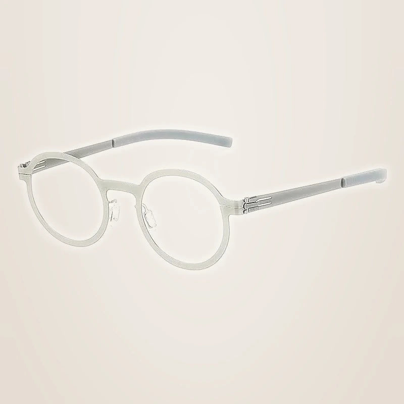 Aimee Women's Full Rim Round Screwless Stainless Steel Eyeglasses 61002 - Gun-Grey
