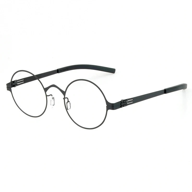 Aimee Women’s Full Rim Round Screwless Steel Eyeglasses 369128 - Black