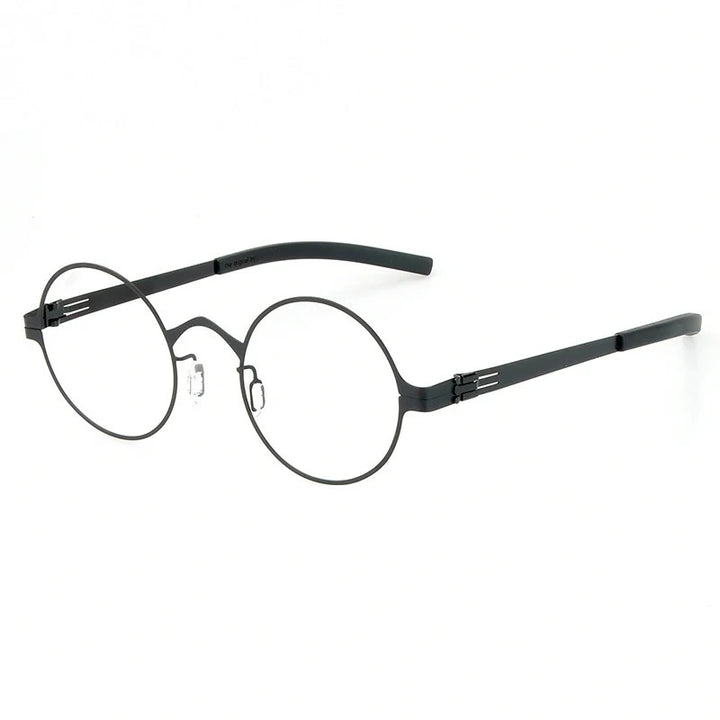 Aimee Women’s Full Rim Round Screwless Steel Eyeglasses 369128 - Black