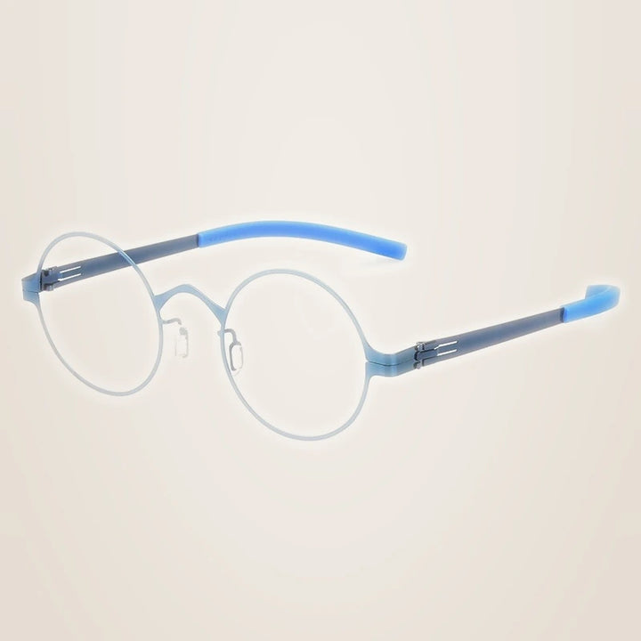 Aimee Women’s Full Rim Round Screwless Steel Eyeglasses 369128 - Blue