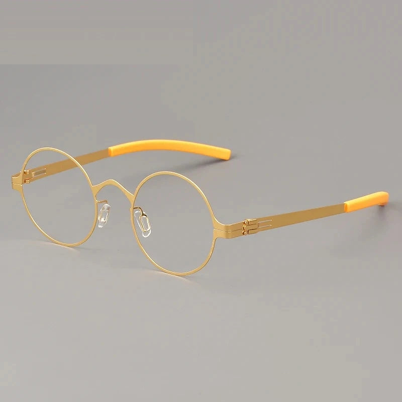 Aimee Women’s Full Rim Round Screwless Steel Eyeglasses 369128 - Golden