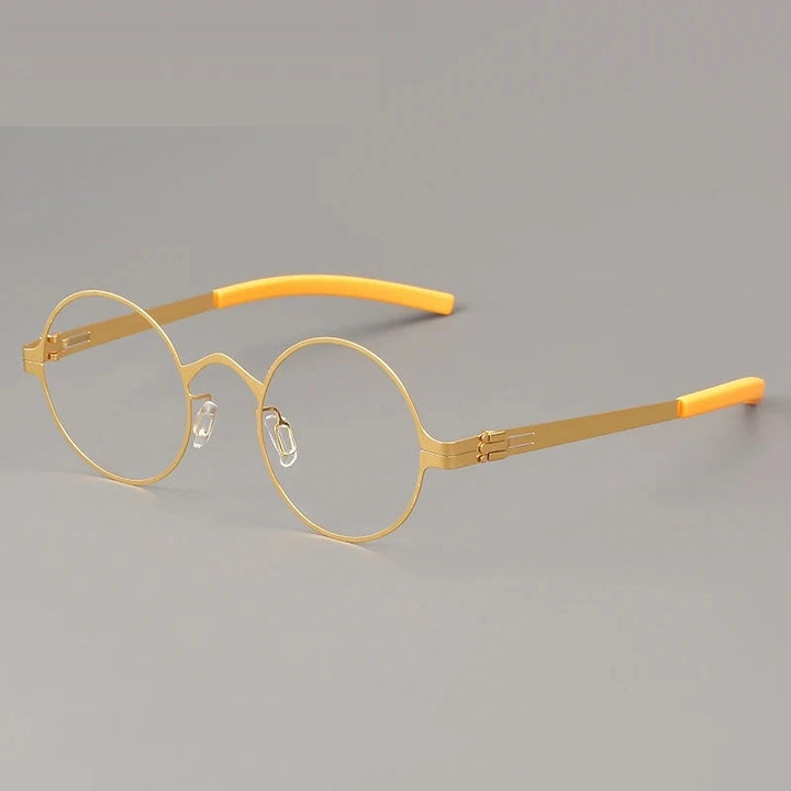 Aimee Women’s Full Rim Round Screwless Steel Eyeglasses 369128 - Golden