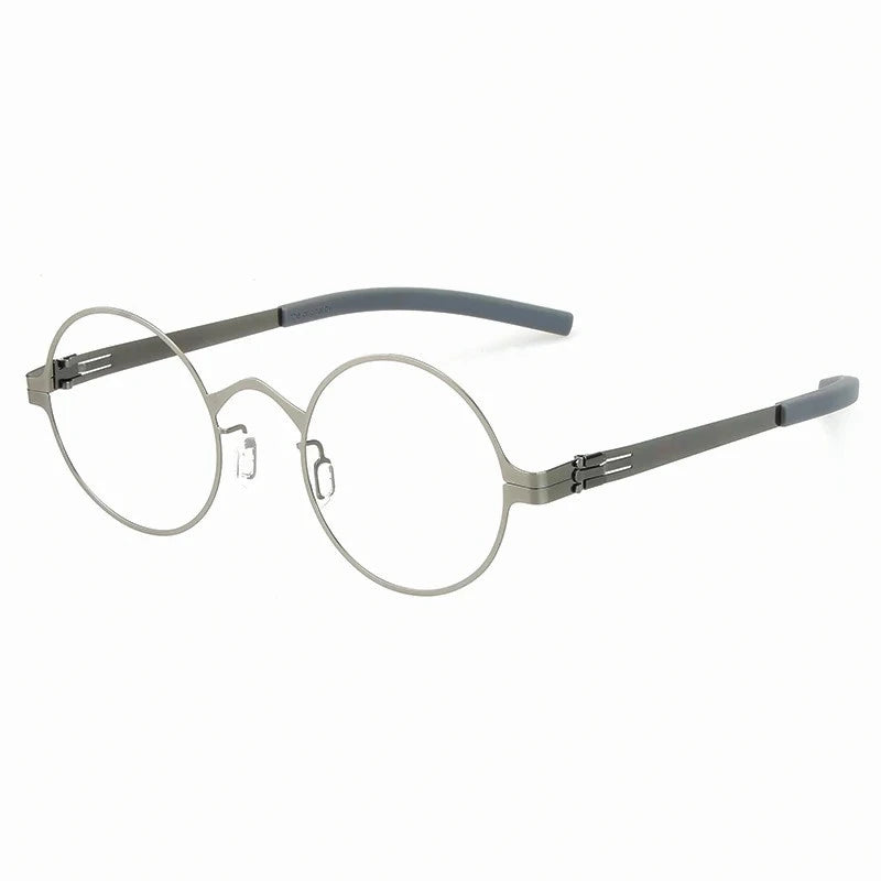 Aimee Women’s Full Rim Round Screwless Steel Eyeglasses 369128 - Gun-Grey