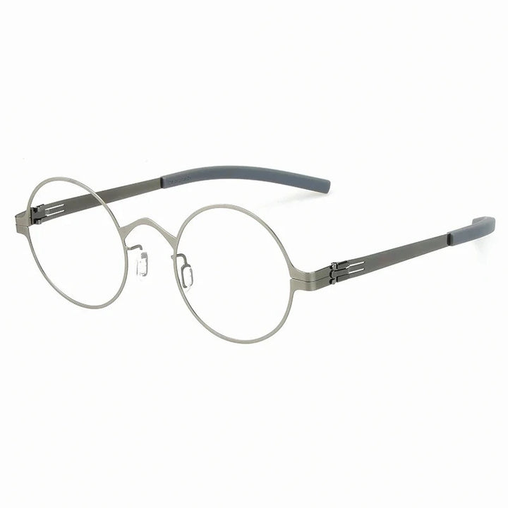 Aimee Women’s Full Rim Round Screwless Steel Eyeglasses 369128 - Gun-Grey