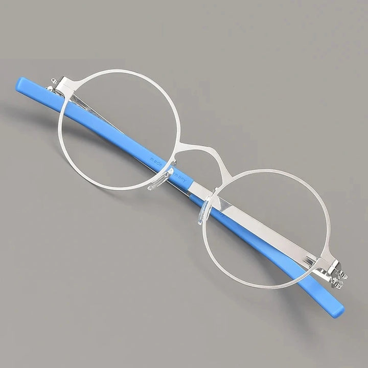 Aimee Women’s Full Rim Round Screwless Steel Eyeglasses 369128 - Silver