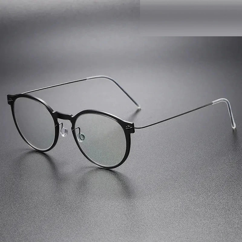 Aimee Women's Full Rim Round Titanium Acetate Eyeglasses 96603 - Dark-Grey
