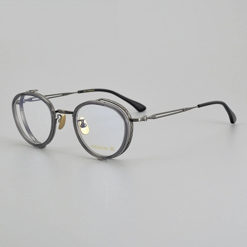 Aimee Women's Full Rim Round Titanium Acetate Eyeglasses 541054 - Gray
