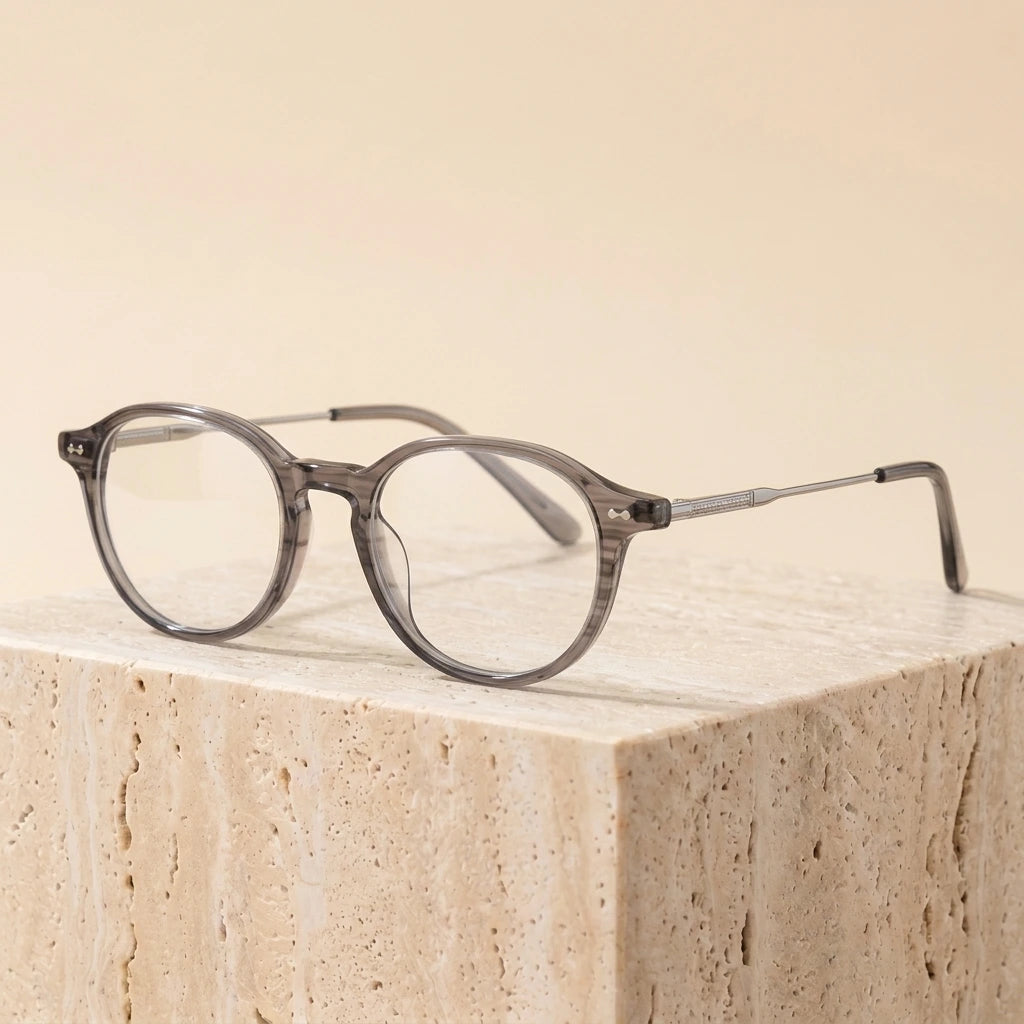 Aimee Women's Full Rim Round Titanium Acetate Eyeglasses 519117 - Grey