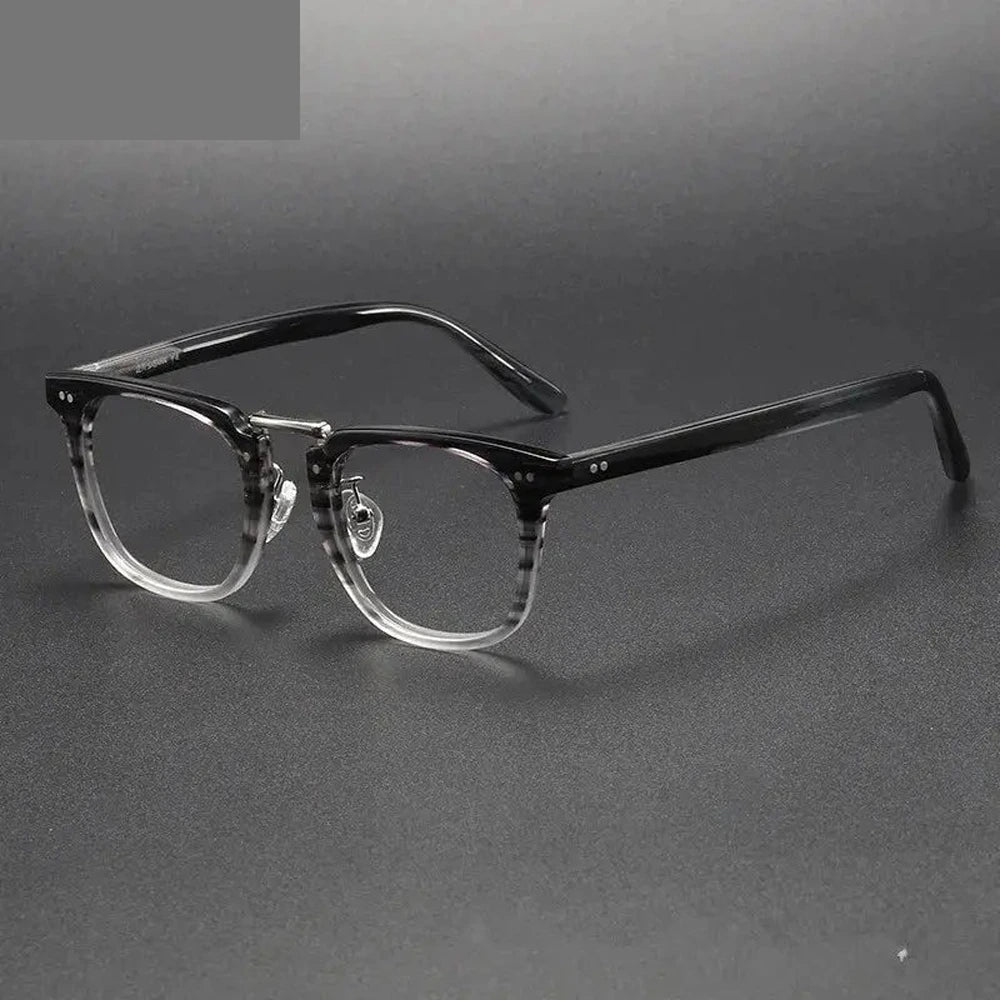 Aimee Women's Full Rim Square Acetate Eyeglasses 198001 - Black-Stripes
