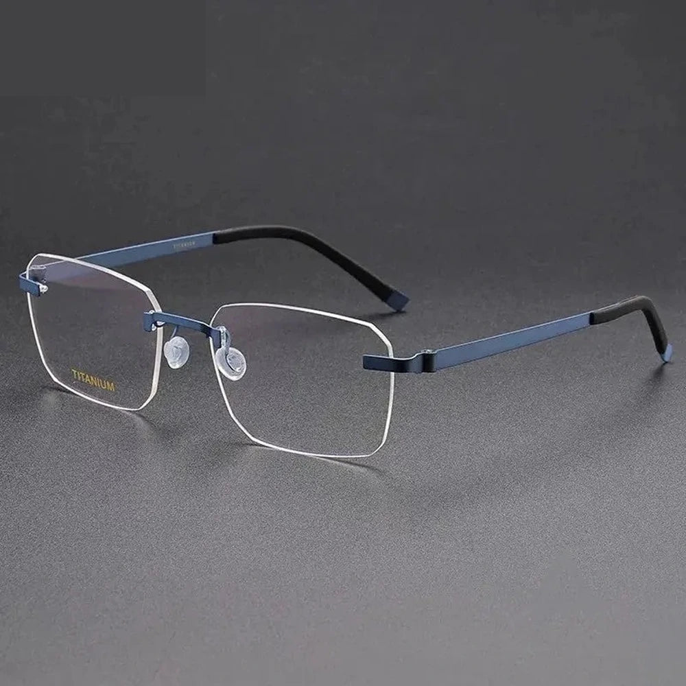 Aimee Women's Rimless Square Screwless Titanium Eyeglasses 24341 - Blue