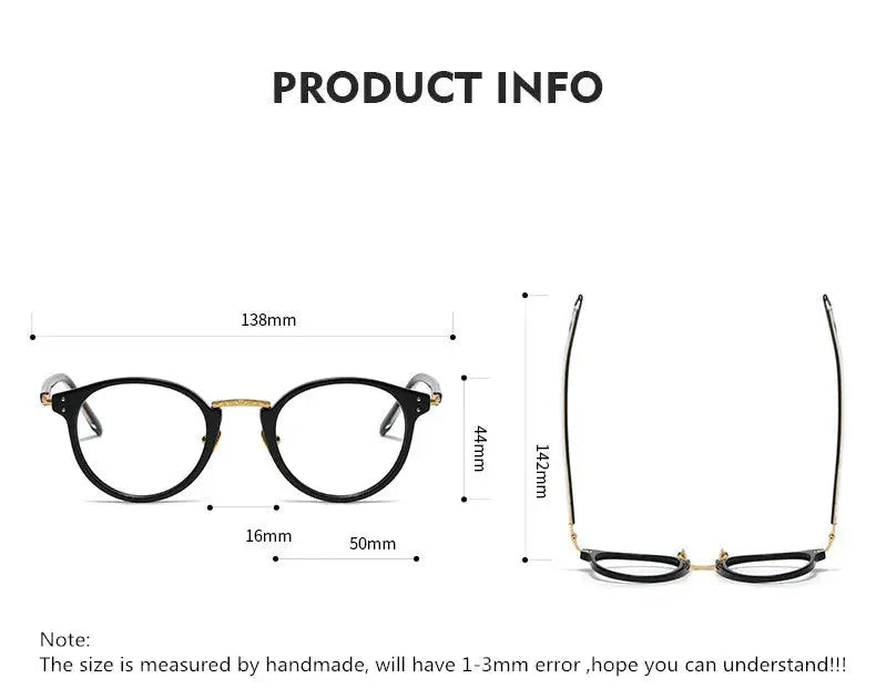 Aimee Women's Full Rim Oval Square Acetate Titanium Eyeglasses 541819 - Size Chart