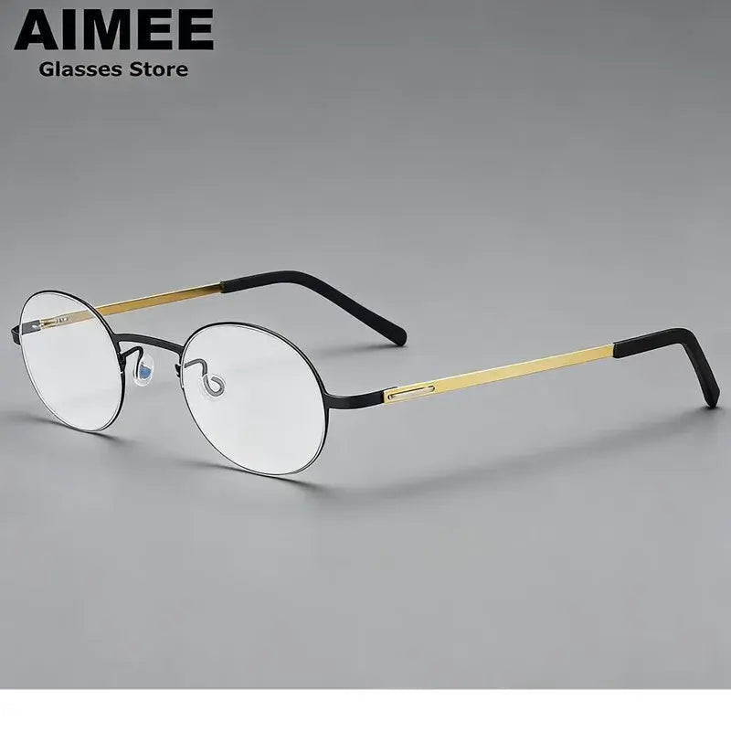 Aimee Women's Full Rim Small Round Screwless Titanium Eyeglasses 548806 - Black 1