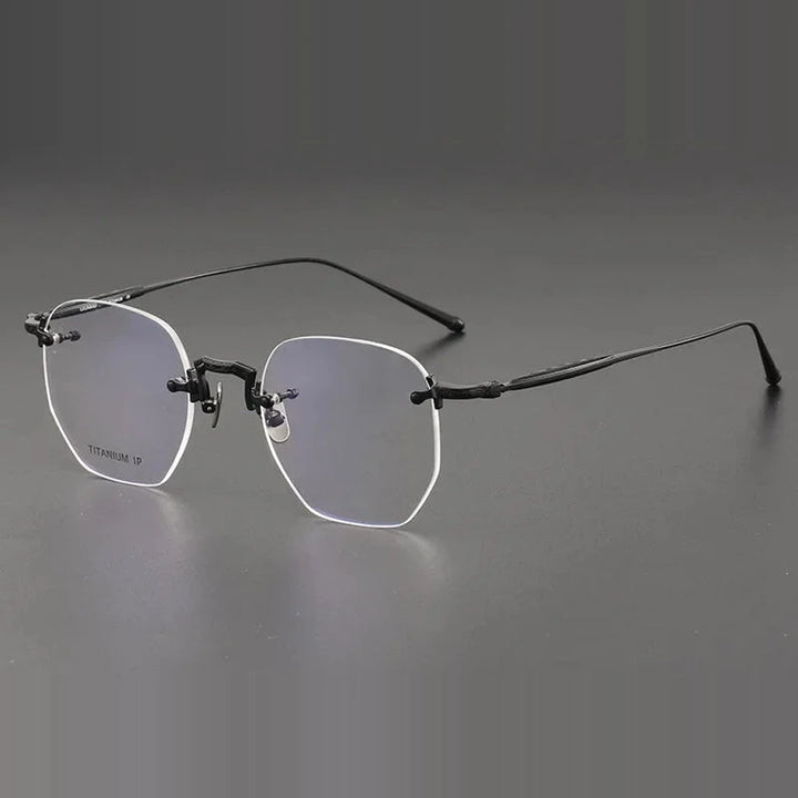 Aror Unisex Rimless Polygon Pure Titanium Eyeglasses 10121 — view 3 | Aror at FuzWeb