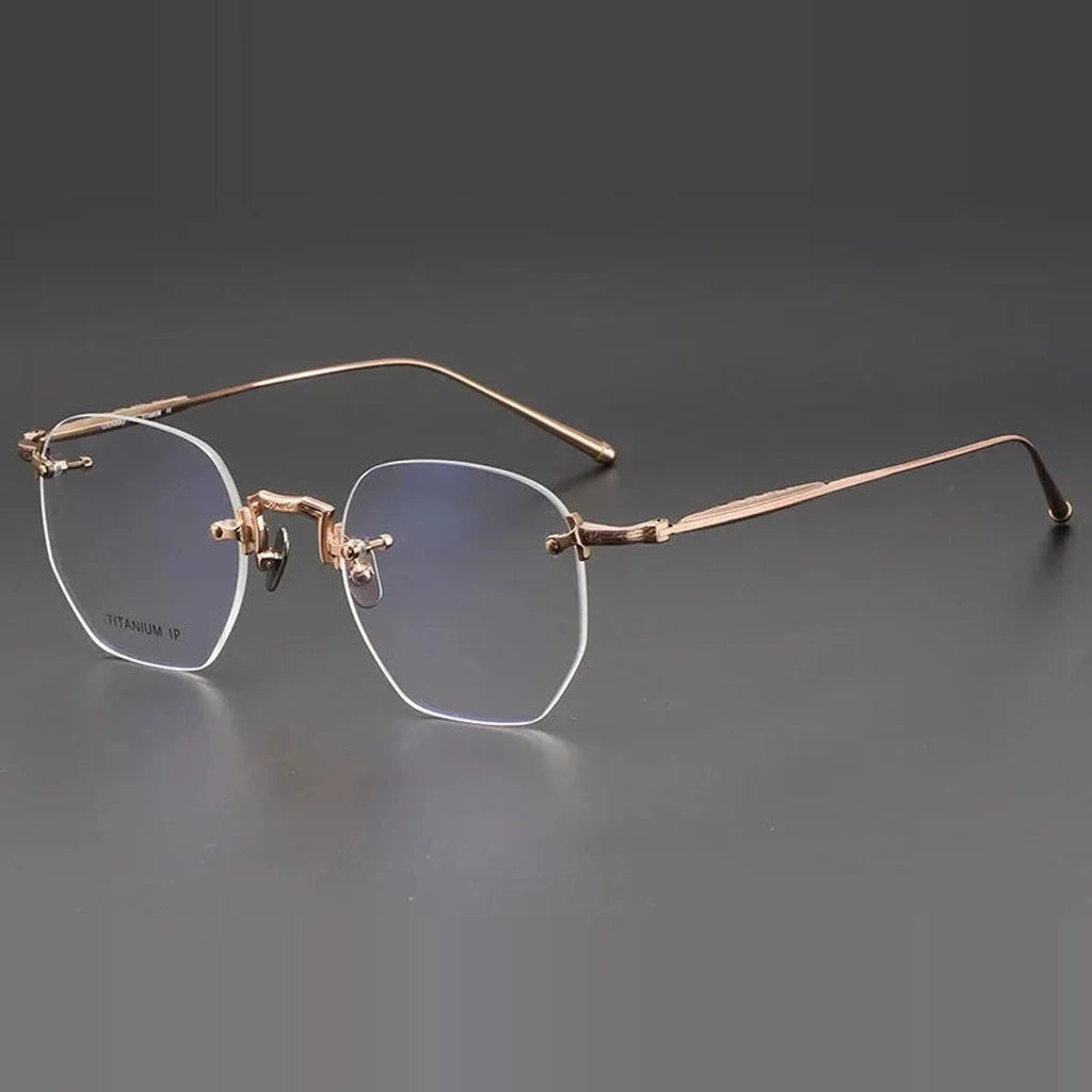 Aror Unisex Rimless Polygon Pure Titanium Eyeglasses 10121 — view 2 | Aror at FuzWeb