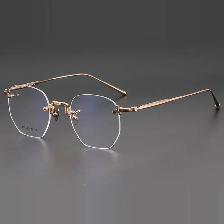 Aror Unisex Rimless Polygon Pure Titanium Eyeglasses 10121 — view 2 | Aror at FuzWeb