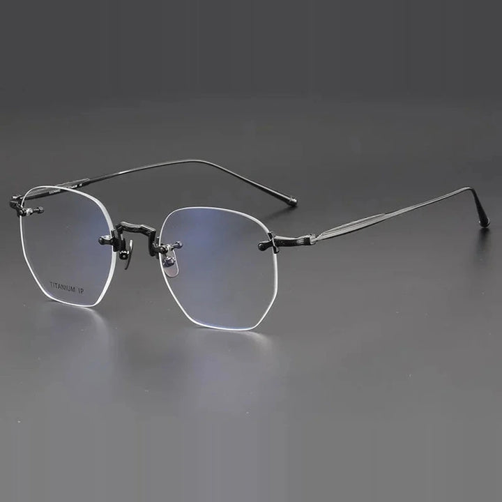 Aror Unisex Rimless Polygon Pure Titanium Eyeglasses 10121 — view 4 | Aror at FuzWeb