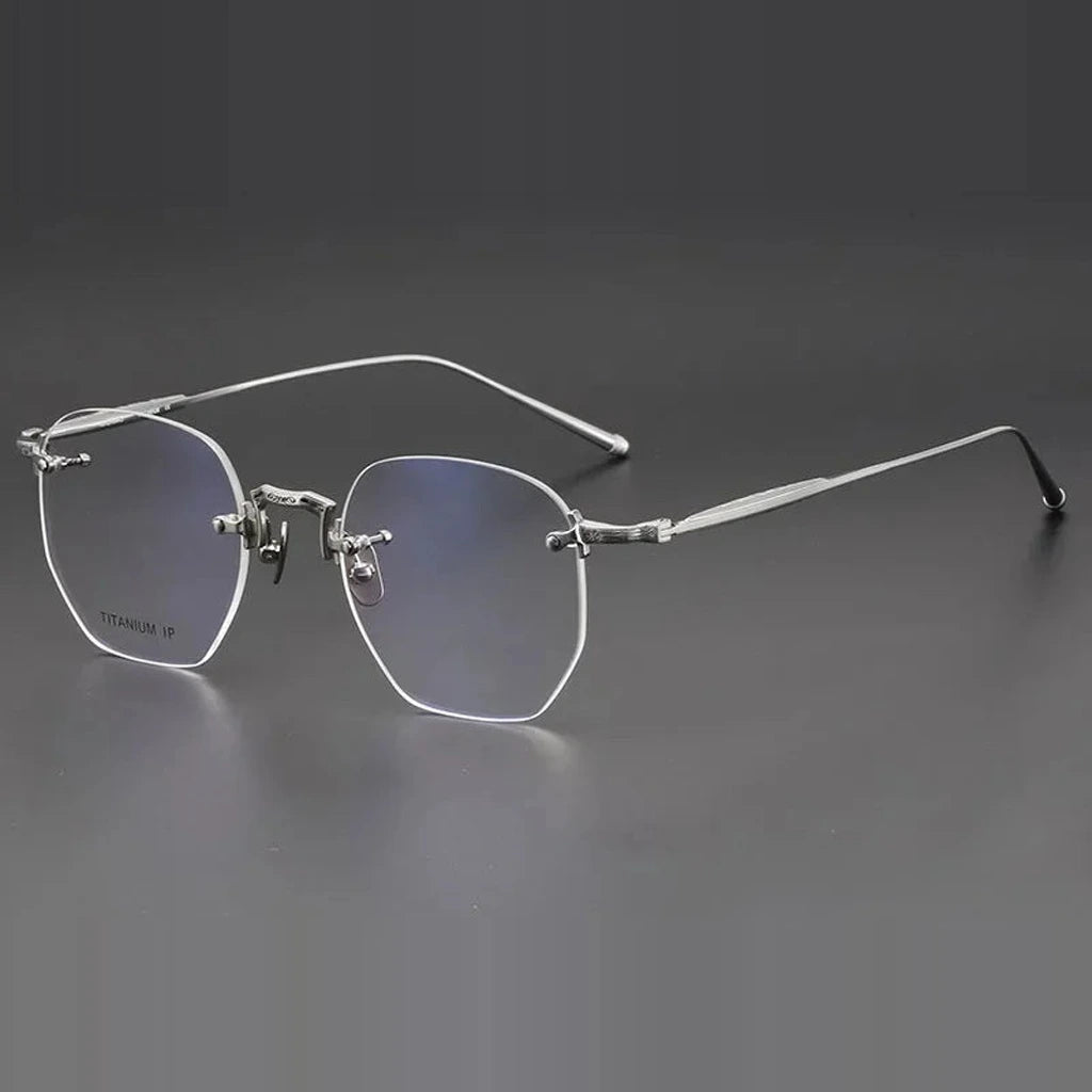 Aror Unisex Rimless Polygon Pure Titanium Eyeglasses 10121 — view 1 | Aror at FuzWeb