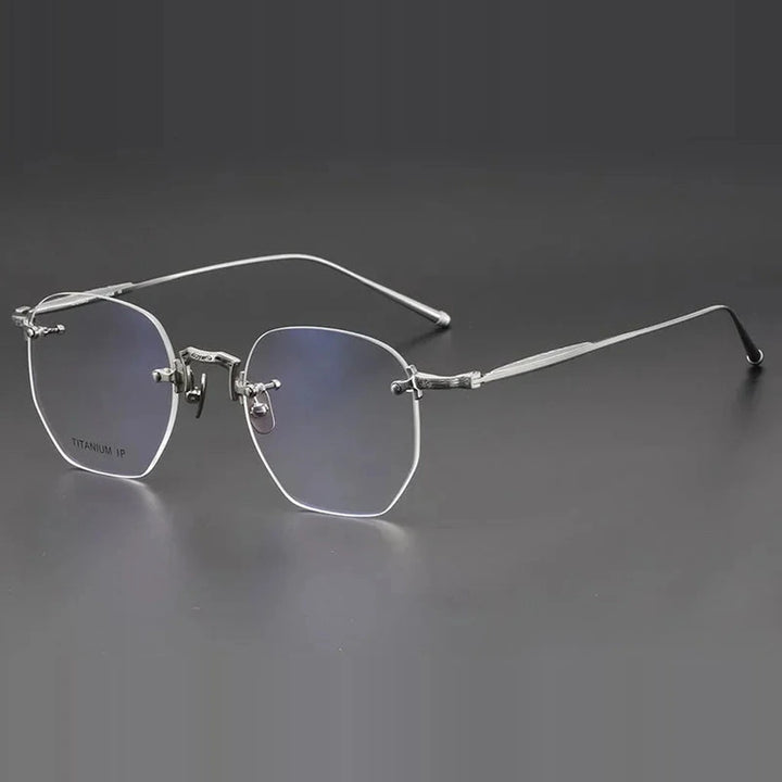 Aror Unisex Rimless Polygon Pure Titanium Eyeglasses 10121 — view 1 | Aror at FuzWeb