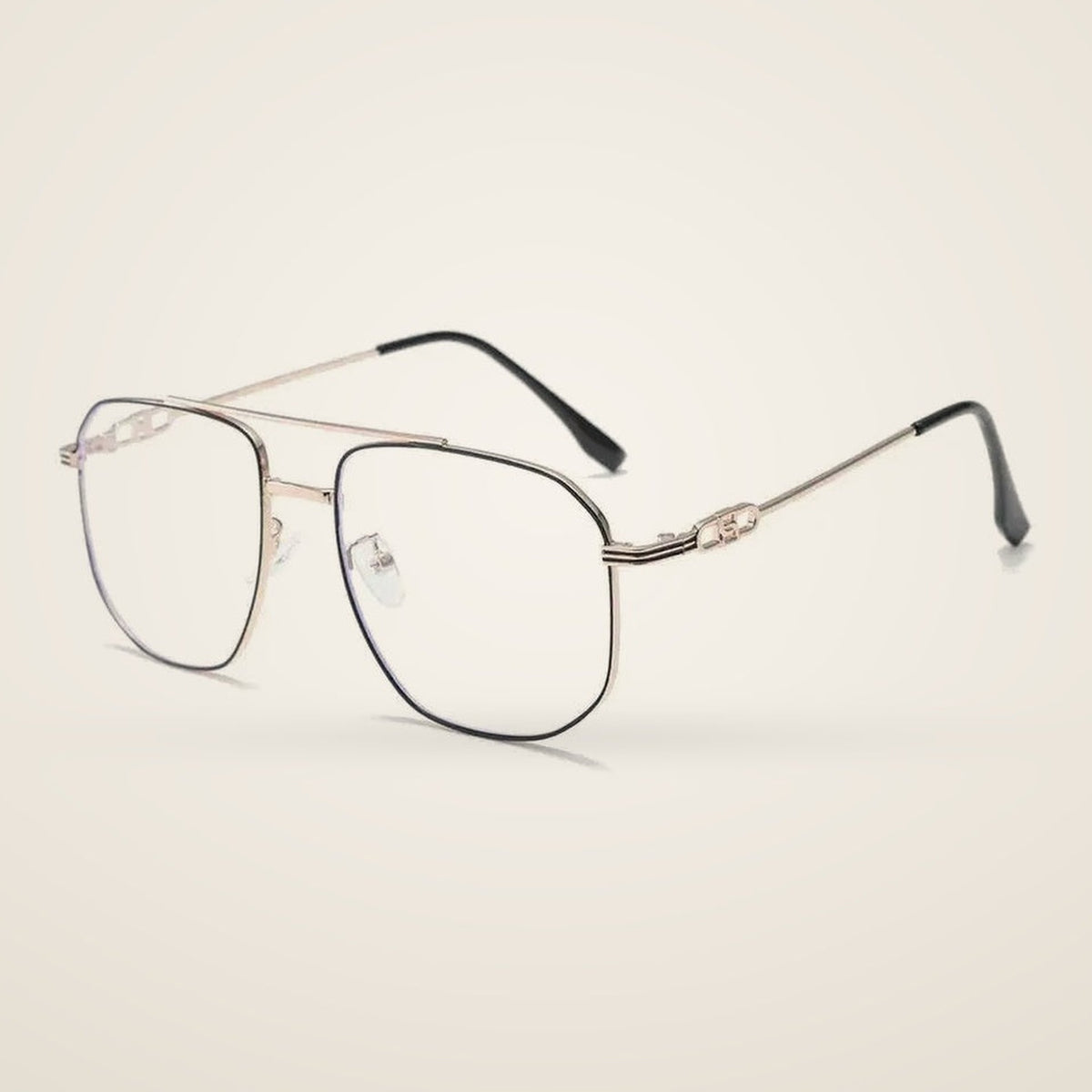 Aror Women's Full Rim Square Double Bridge Alloy Eyeglasses 30002 - black gold