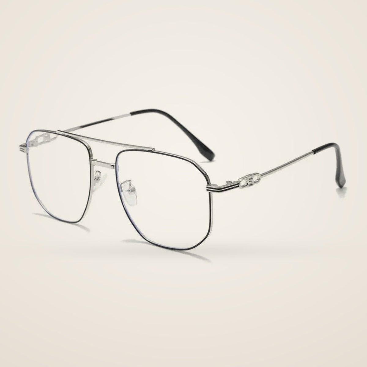 Aror Women's Full Rim Square Double Bridge Alloy Eyeglasses 30002 - black silver