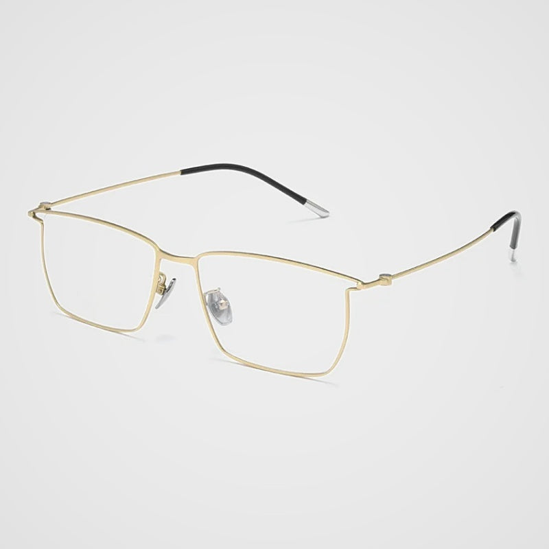 Aror 3008 Pure Titanium Half Rim Square Eyeglasses - Gold