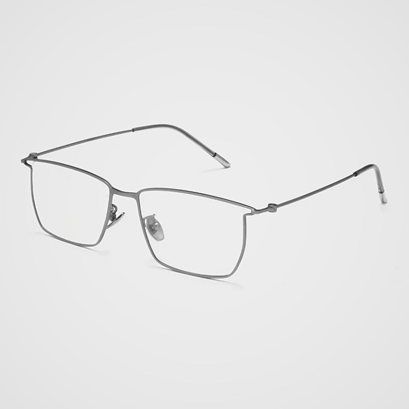 Aror 3008 Pure Titanium Half Rim Square Eyeglasses - Gun