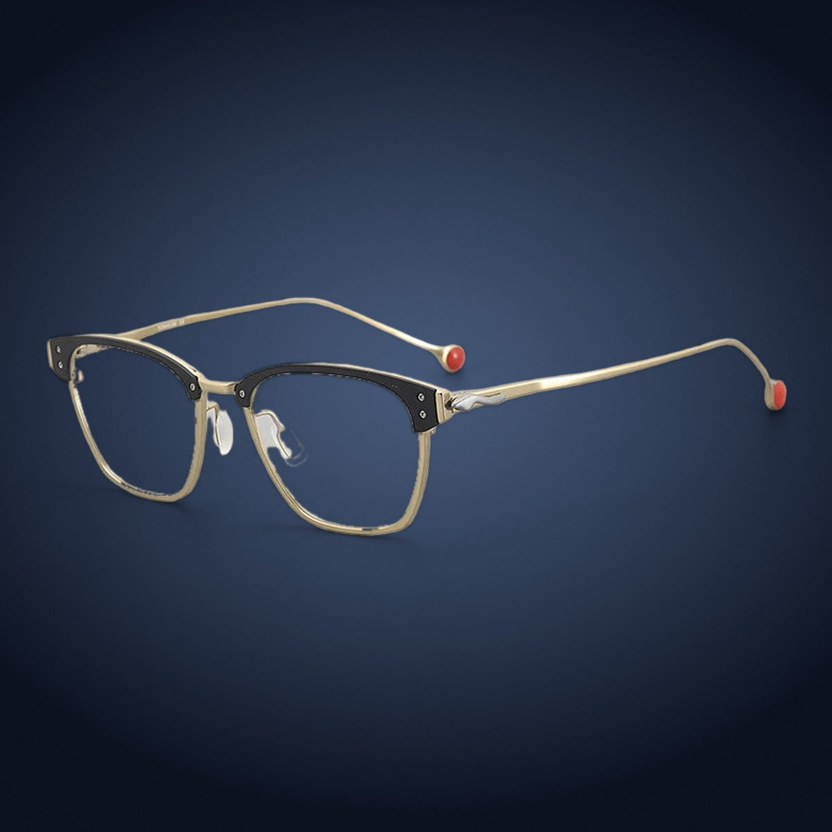 Aror 402 Pure Titanium Browline Eyeglasses - Black Gold