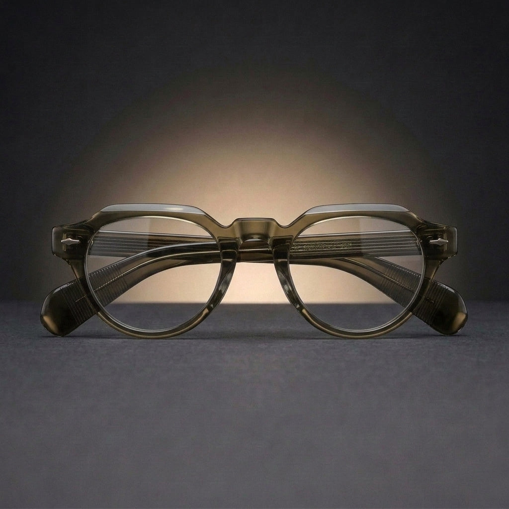 Aror Unisex Full Rim Flat Top Round Thick Acetate Eyeglasses 409139