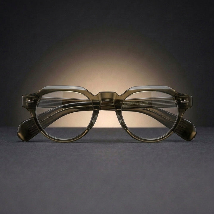 Aror Unisex Full Rim Flat Top Round Thick Acetate Eyeglasses 409139
