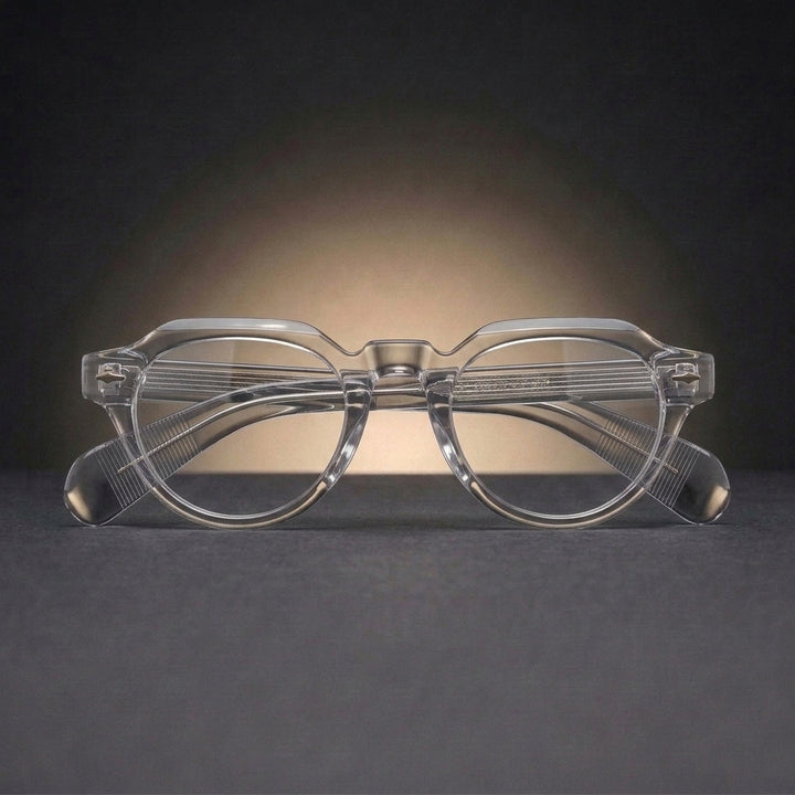 Aror Unisex Full Rim Flat Top Round Thick Acetate Eyeglasses 409139