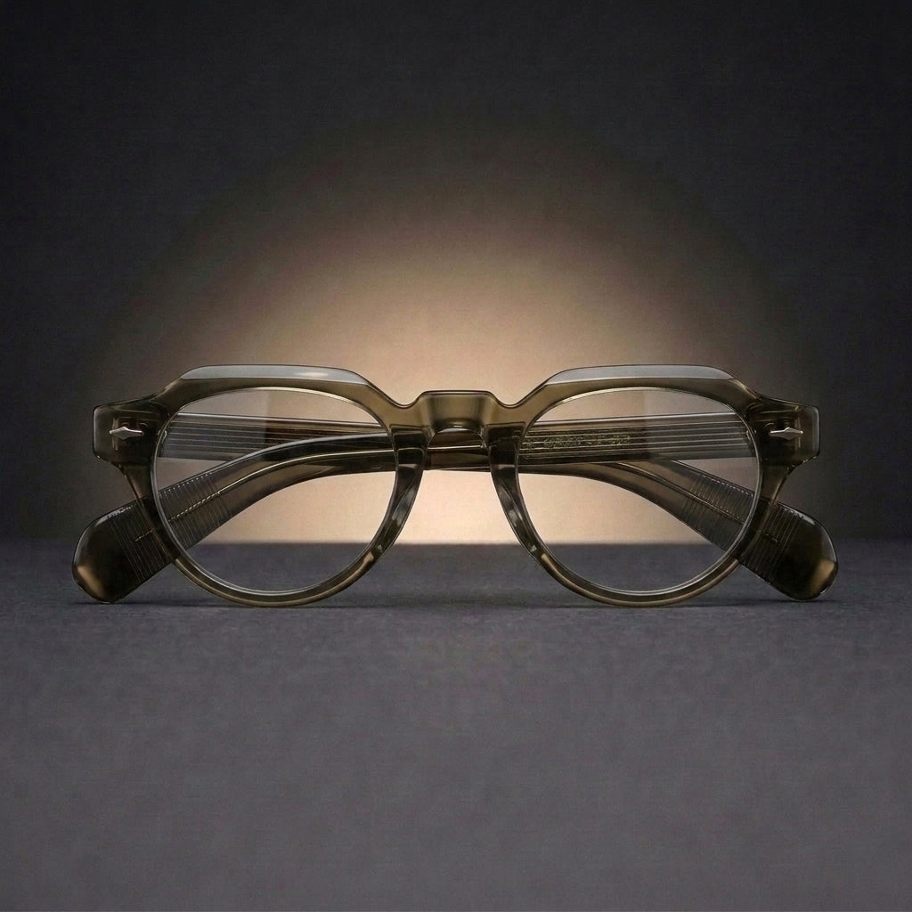 Aror Unisex Full Rim Flat Top Round Thick Acetate Eyeglasses 409139