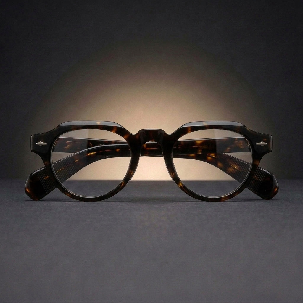 Aror Unisex Full Rim Flat Top Round Thick Acetate Eyeglasses 409139