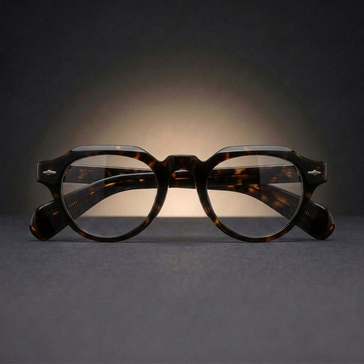 Aror Unisex Full Rim Flat Top Round Thick Acetate Eyeglasses 409139