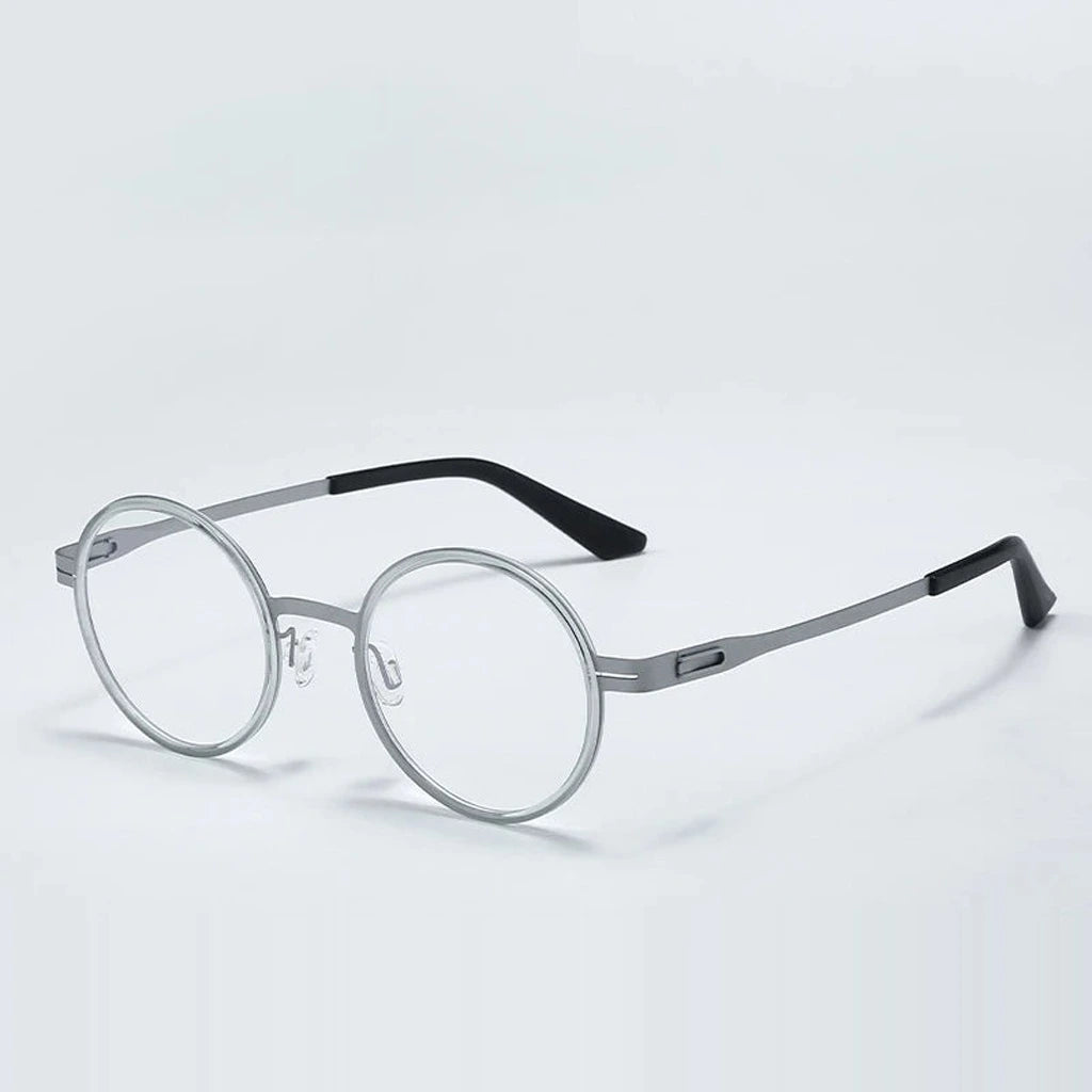 Aror Unisex Full Rim Round Pure Titanium Eyeglasses 8031 — view 3 | Aror at FuzWeb
