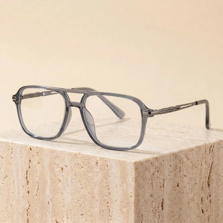 Aror Unisex Full Rim Square TR90 Alloy Eyeglasses 81316 - Transparent Gray