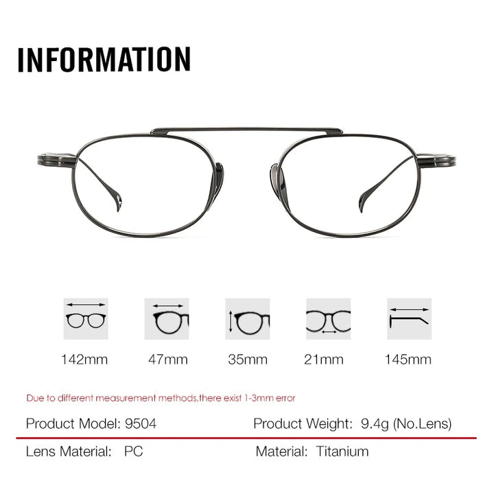 Aror 9504 Eyeglasses — Frame Dimensions and Sizing Chart