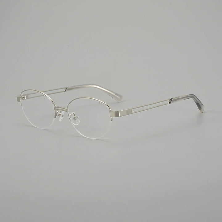 Aror A136 Pure Titanium Half Rim Oval Eyeglasses - Silver